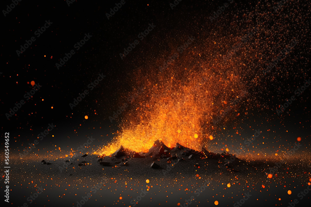 Fire embers particles over black background. Fire sparks background ...