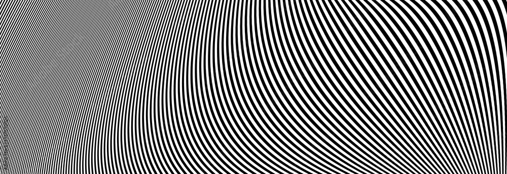 Geometrical waves background pattern texture. Web design blank. Black and white monochrome futuristic metaverse tech web 3 horizontal banner template