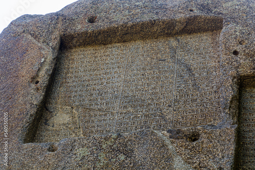 Ganjnameh cuneiform inscriptions near Hamadan, Iran photo