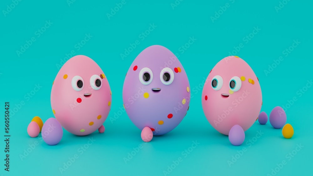 Easter Eggs 3D render Easter Eggs 3D render