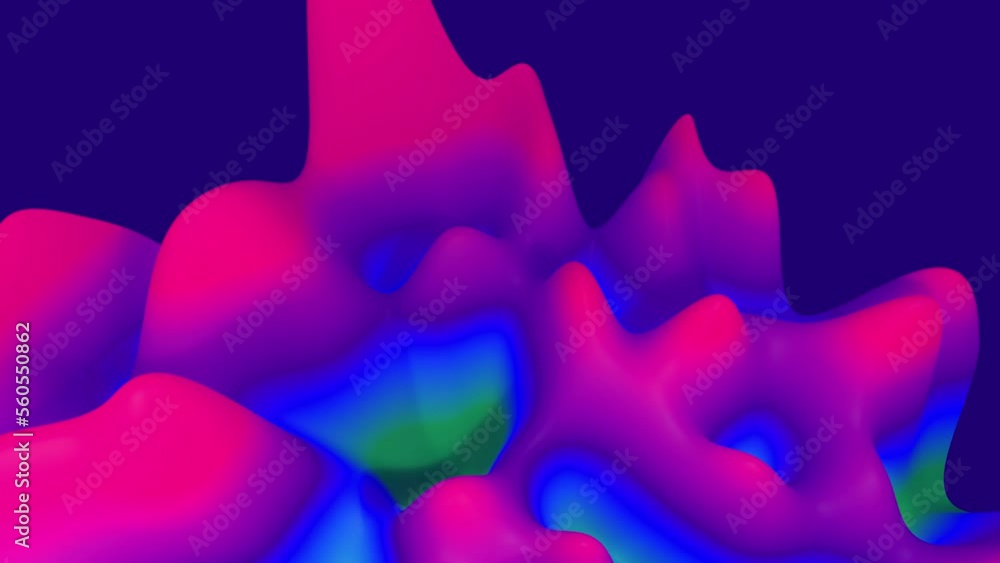 Abstract looped 4k bg, surface with waves. Liquid multicolor gradient with internal glow wax material forms hills or peaks that change smoothly in cycle. Beautiful color transitions Abstract looped 4k bg, surface with waves. Liquid multicolor gradient with internal glow wax material forms hills or peaks that change smoothly in cycle. Beautiful color transitions