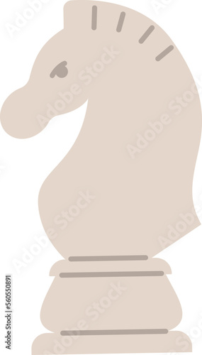 Wooden knight chess piece flat icon
