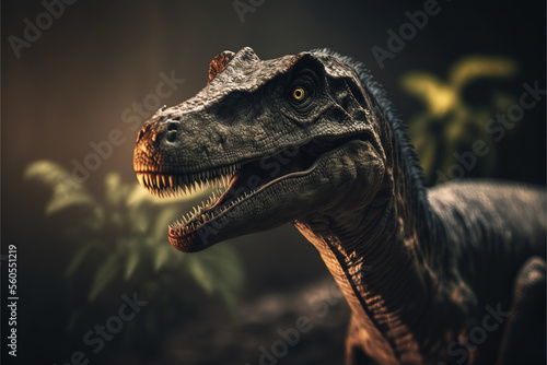Velociraptor dinosaur, ancient carnivore dinosaur, extinct animal. Generative AI photo