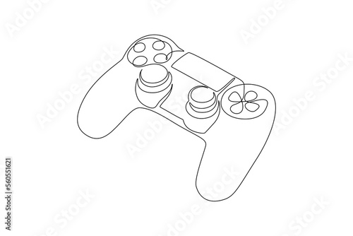 One continuous line drawing of game stick. Joystick to play the game and controller for PC concept cyber sport in simple linear style. Editable stroke. Doodle icon vector illustration