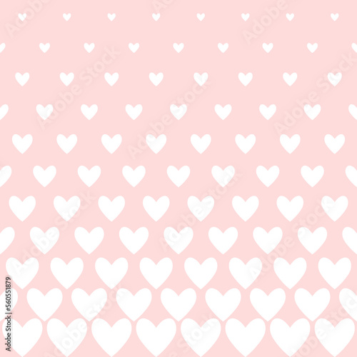 Halftone hearts seamless border. Pattern for Valentine's Day. Geometric vector background.