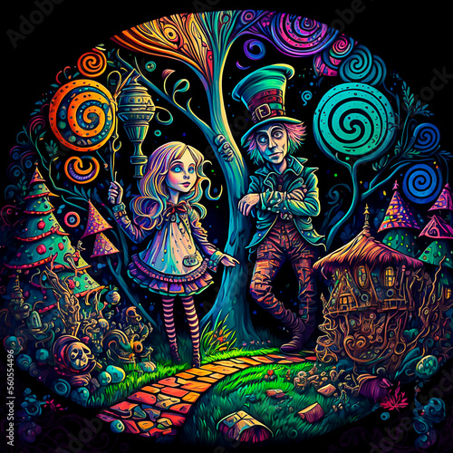 hansel and gretel in the candy house in the woods fantasy painting