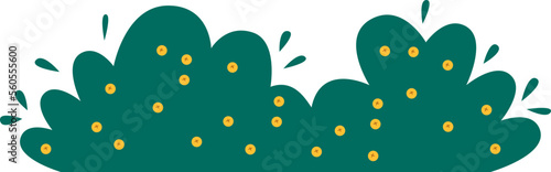 Cartoon brush with flowers flat icon Spring decorative shrubs