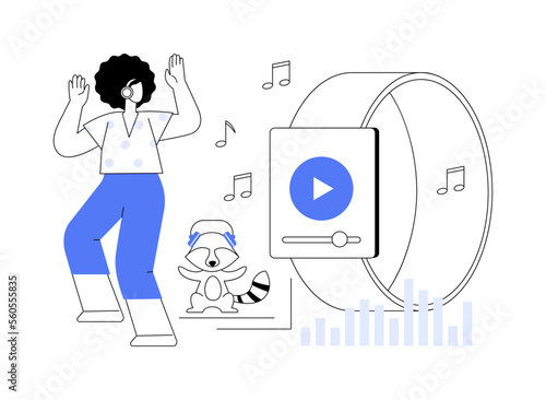 Smartwatch as portable media player abstract concept vector illustration.