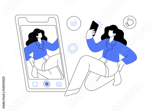 Selfie abstract concept vector illustration.