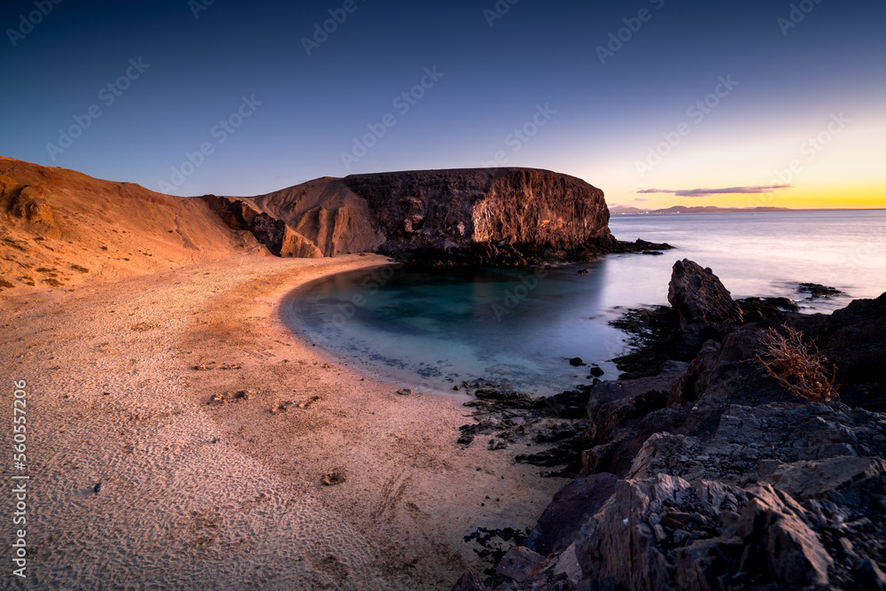 Papagayo beach after sunset, Lanzarote, Canary Islands