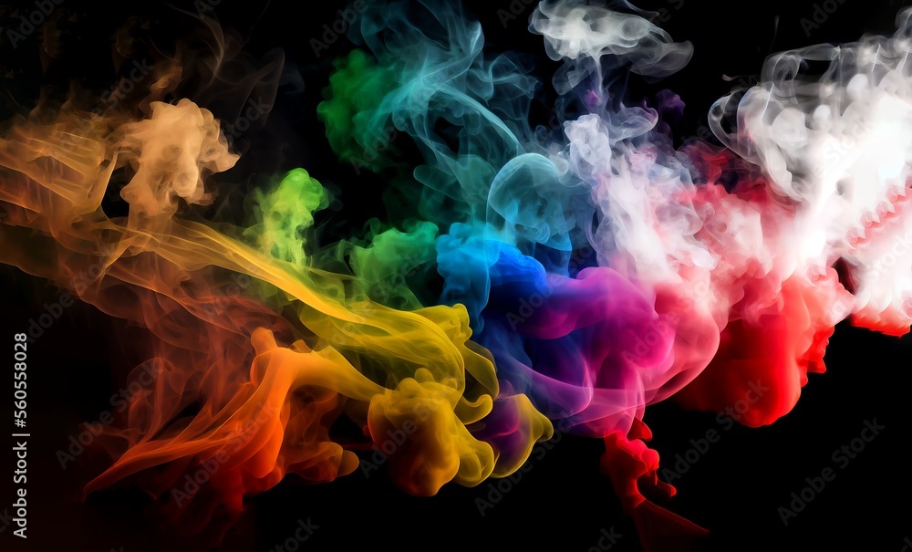Multi colored artistic smoke wall paper on a black background
generative ai
