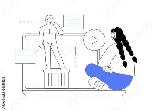 Online museum tours abstract concept vector illustration.