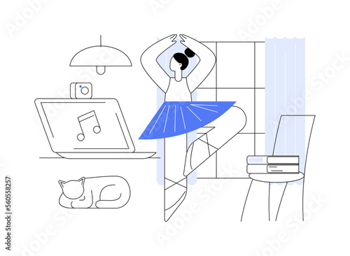 At-home dance class abstract concept vector illustration.