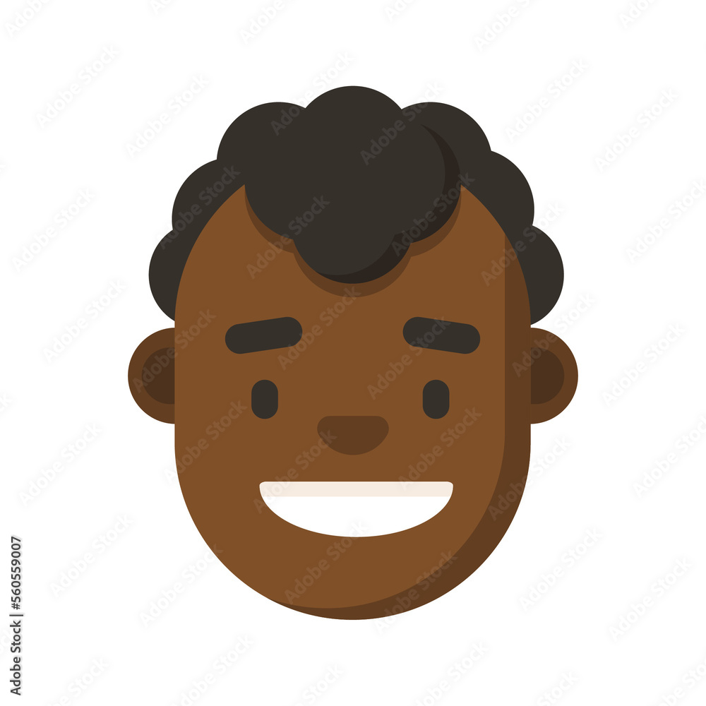 Black young man happy face. Head, avatar, profile picture, portrait, flat icon. Black young man happy face. Head, avatar, profile picture, portrait, flat icon.