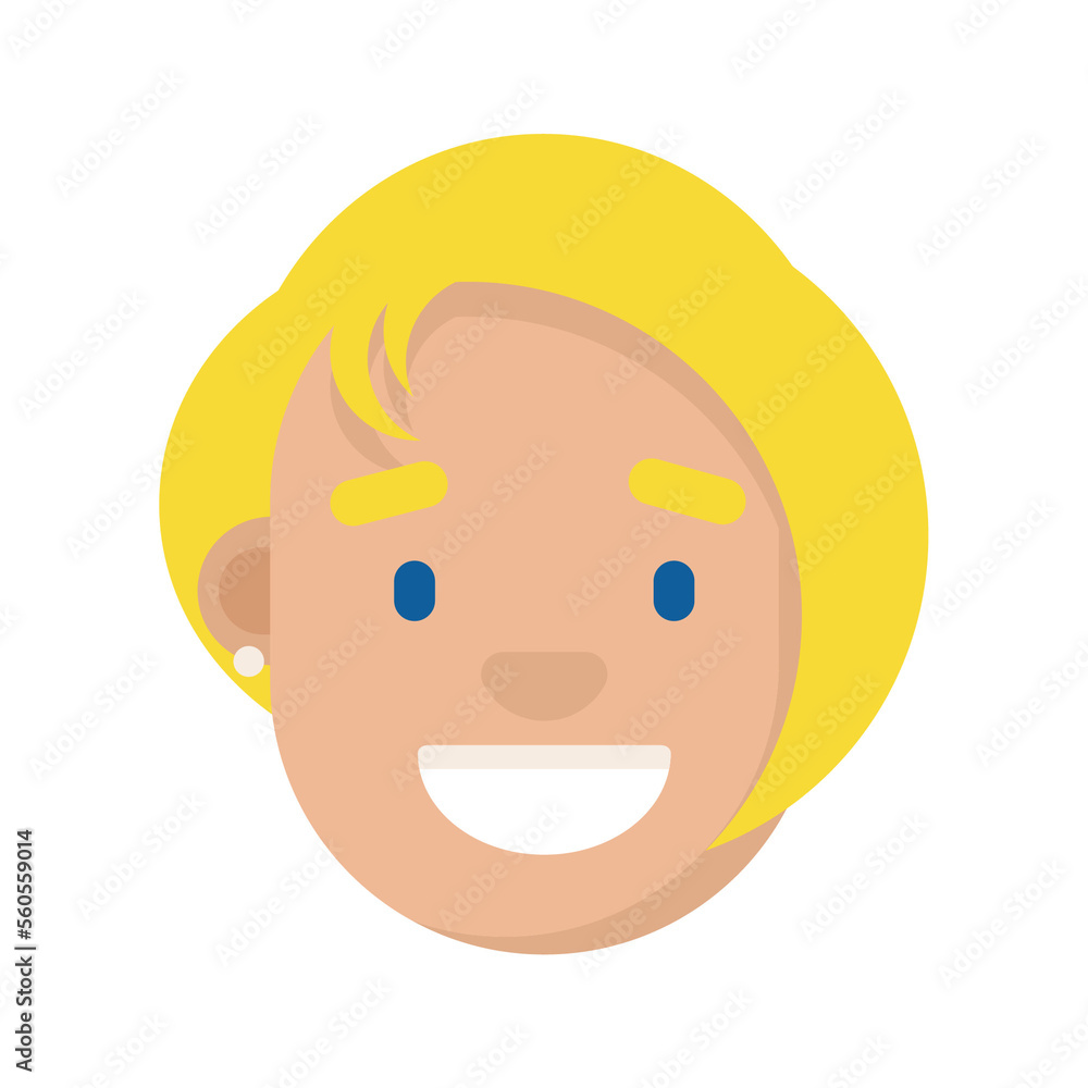 Blonde woman smiling face. Head, avatar, profile picture, portrait, flat icon. Blonde woman smiling face. Head, avatar, profile picture, portrait, flat icon.