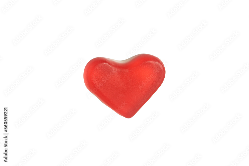 Heart shape jelly candy isolated on white background.
Red heart jelly.