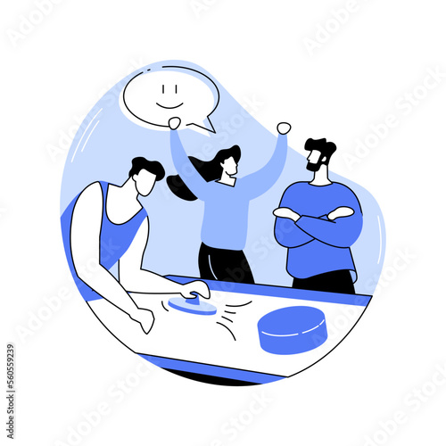 Play air hockey isolated cartoon vector illustrations.