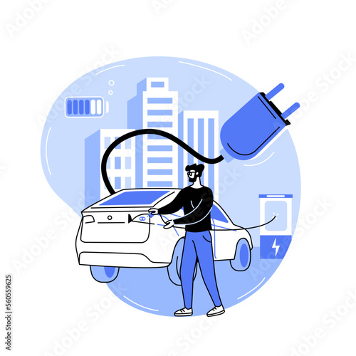 Electric car chargers isolated cartoon vector illustrations.