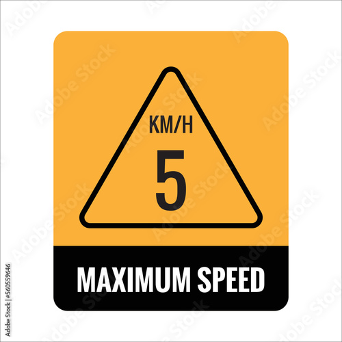 5 kmh Isolated Road Maximum Speed limit sign icon on white background vector illustration.