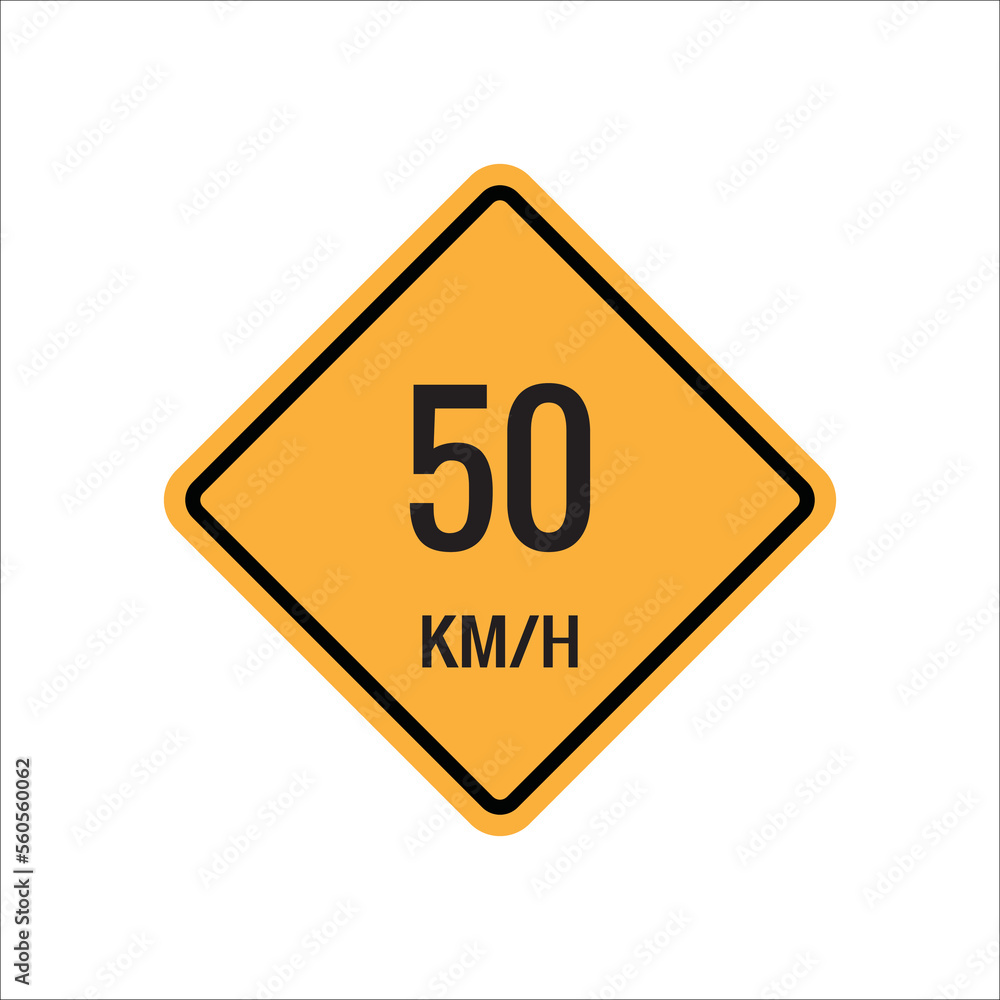 50 km Maximum Speed limit sign icon on white background vector illustration. 50 km Maximum Speed limit sign icon on white background vector illustration.