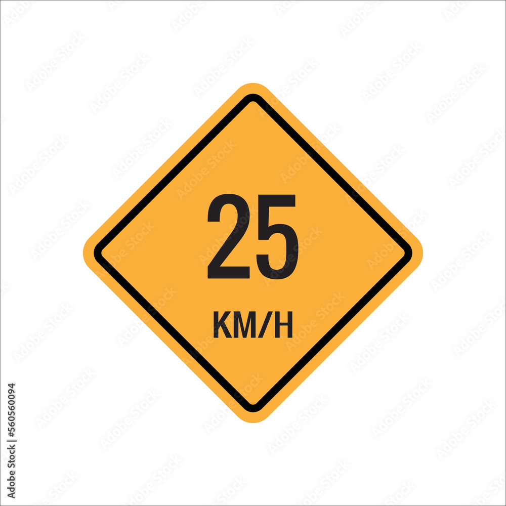 25 km Maximum Speed limit sign icon on white background vector illustration. 25 km Maximum Speed limit sign icon on white background vector illustration.