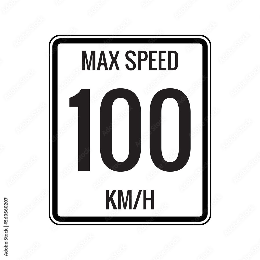 Maximum Speed limit sign 100 kmh sign icon on white background vector illustration Maximum Speed limit sign 100 kmh sign icon on white background vector illustration