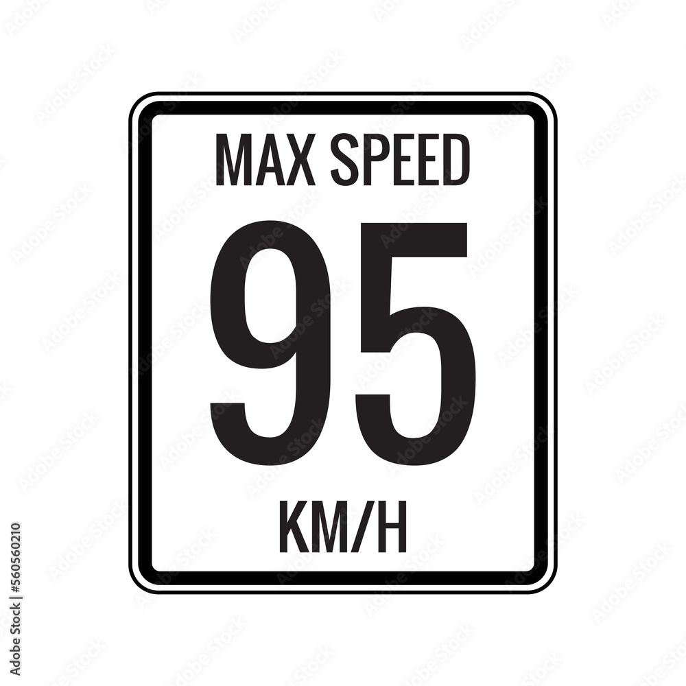 Maximum Speed limit sign 95 kmh sign icon on white background vector illustration Maximum Speed limit sign 95 kmh sign icon on white background vector illustration