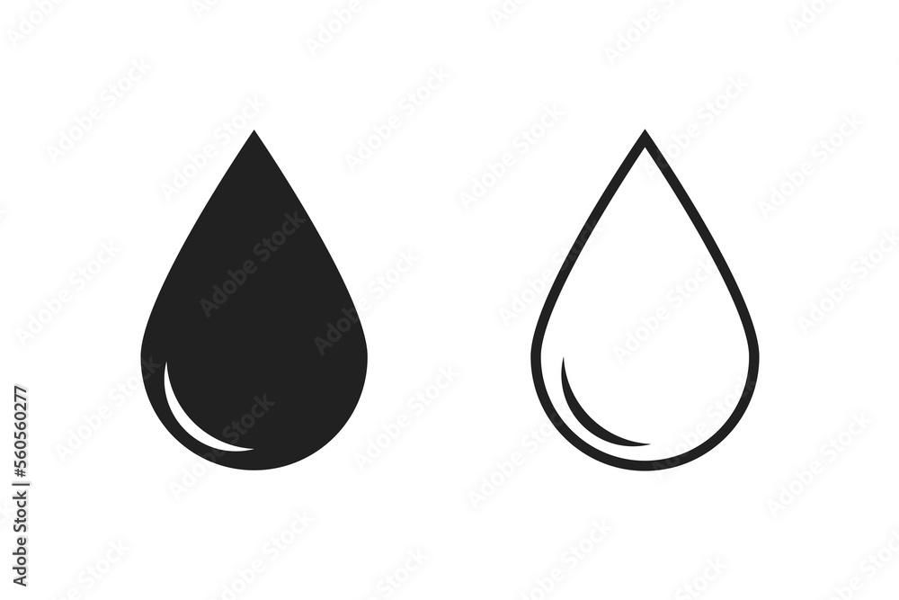 Water drop set . Vector icon . Colection of black woter drops. Illustration on white background . 10 eps Water drop set . Vector icon . Colection of black woter drops. Illustration on white background . 10 eps