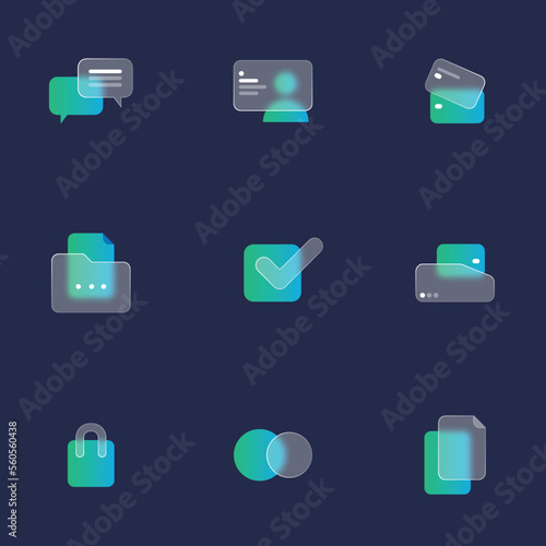 Vector illustration icon set business, banking, financial operations, management, statistics, Vector illustration icon set business, banking, financial operations, management, glassmorphism..
