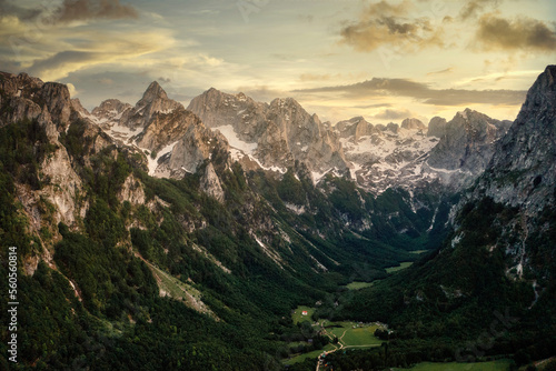 Aerial of the Albanian Alps taken in May 2022