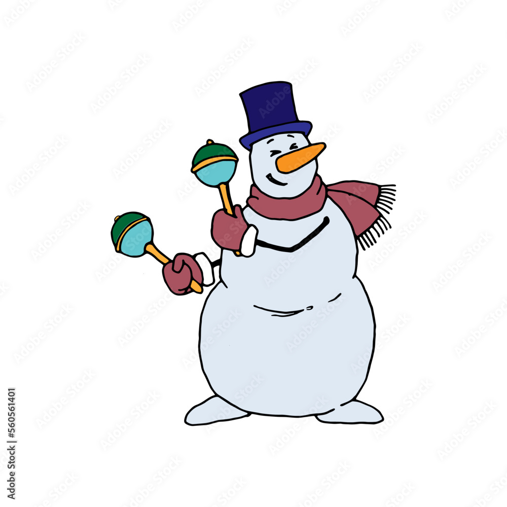 Fototapeta premium The snowman is a musician