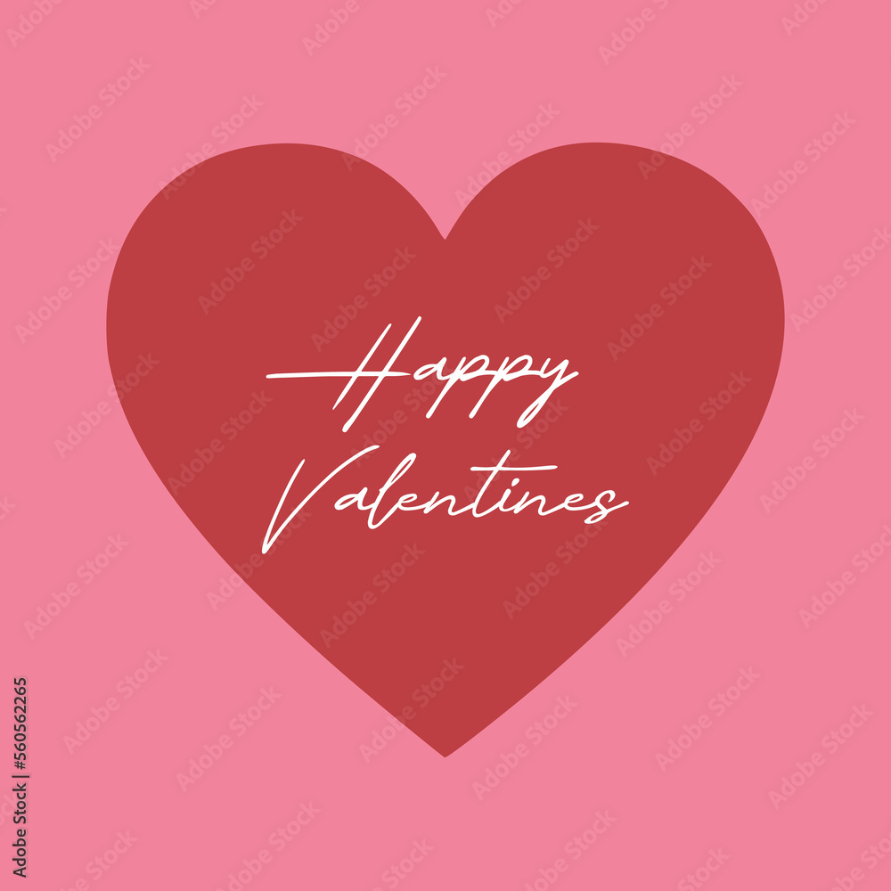 Red Happy Valentines Love Heart Social Media Post Flat Minimalistic Design