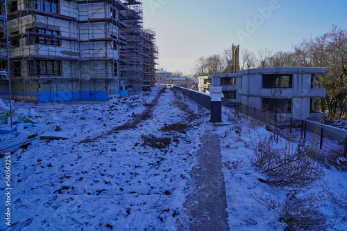 On the construction site during the development of a new residen photo
