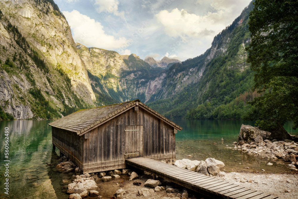 Wodden Hut at Obersee in Southern Bavaria taken in August 2022 Wodden Hut at Obersee in Southern Bavaria taken in August 2022