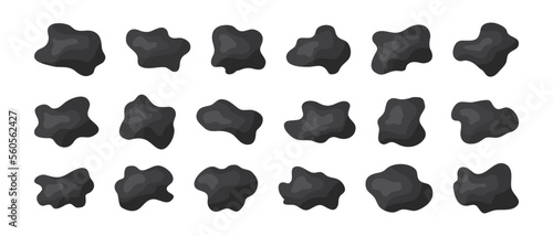 Liquid irregular blob shape, organic spot vector icon, black silhouette dynamic form collection isolated on white background. Abstract simple illustration