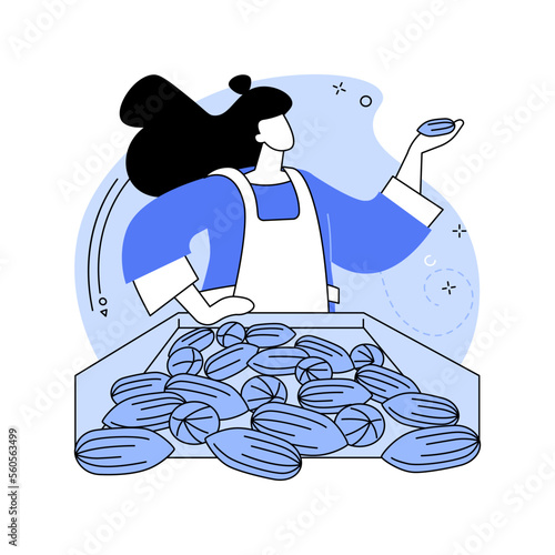 Pecans production isolated cartoon vector illustrations.