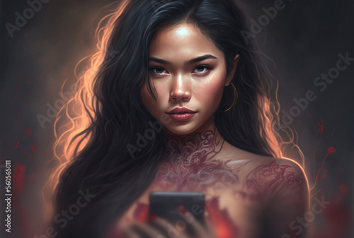 A mobile phone held by an I...