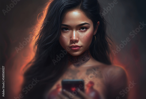 A mobile phone held by an I...