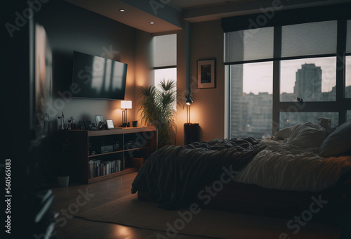 a bedroom and bed in the la...