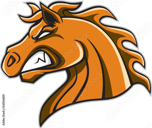 Fototapeta Naklejka Na Ścianę i Meble -  angry horse head mascot, vector illustration