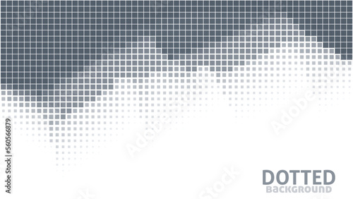 Abstract halftone dotted background with small grey squares