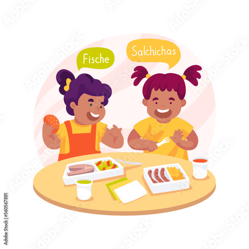 Having traditional food isolated cartoon vector illustration.