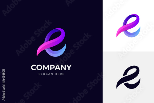 modern letter E abstract logo template, colorful, letter e logo for technology brand identity symbol mark design