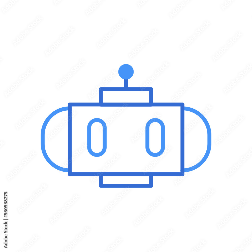 Robot technology icon with blue duotone style. Computing, diagram, download, file, folder, graph, laptop . Vector illustration Robot technology icon with blue duotone style. Computing, diagram, download, file, folder, graph, laptop . Vector illustration