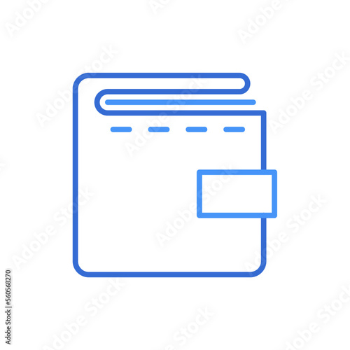 E - Wallet technology icon with blue duotone style. Computing, diagram, download, file, folder, graph, laptop . Vector illustration