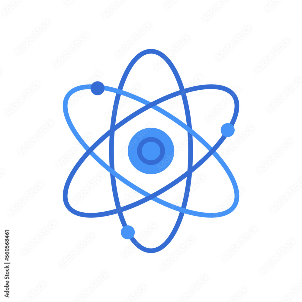 Atom technology icon with blue duotone style. Computing, diagram, download, file, folder, graph, laptop . Vector illustration Atom technology icon with blue duotone style. Computing, diagram, download, file, folder, graph, laptop . Vector illustration
