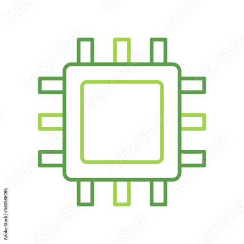 Processor technology icon with green duotone style. Computing, diagram, download, file, folder, graph, laptop . Vector illustration