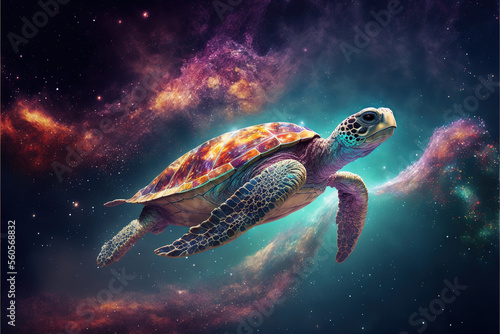 Cosmic whale swimming in space Fototapet