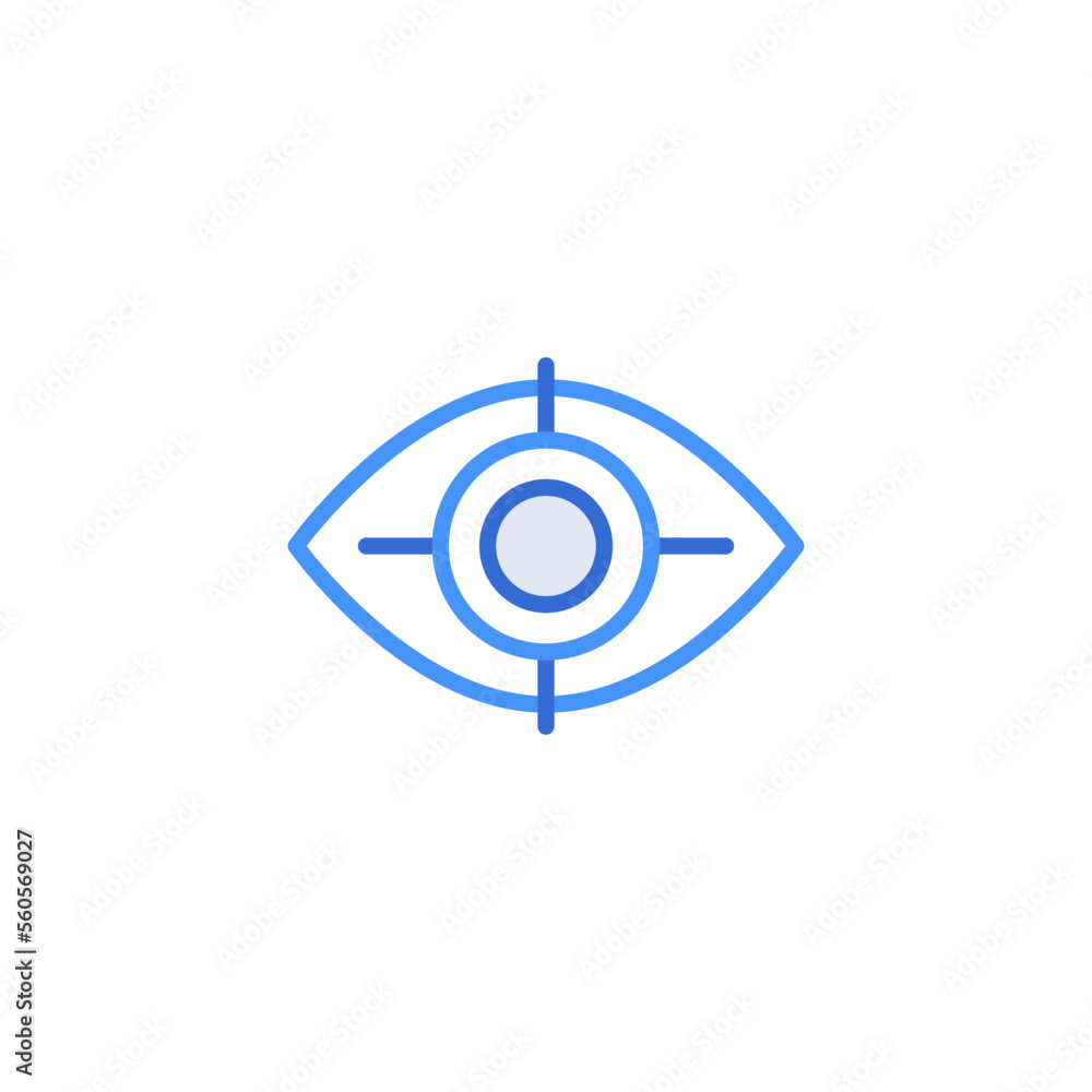 Focus business icon with blue duotone style. Corporate, currency, database, development, discover, document, e commerce. Vector illustration