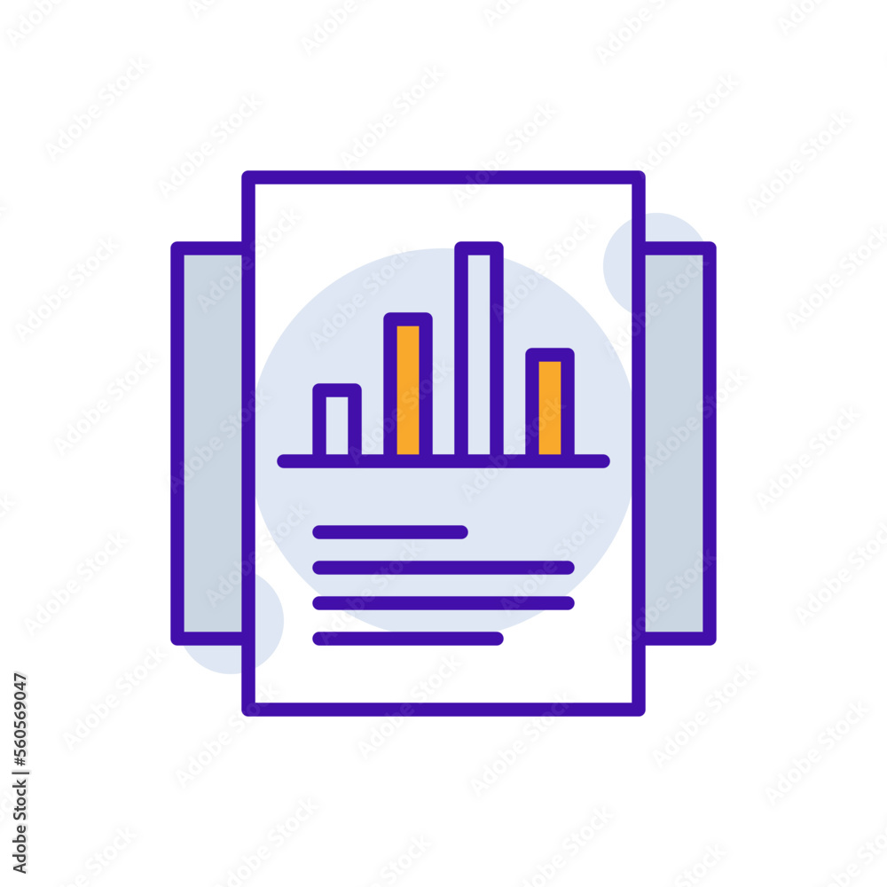 Statistics business icon with purple and orange duotone style. Corporate, currency, database, development, discover, document, e commerce. Vector illustration Statistics business icon with purple and orange duotone style. Corporate, currency, database, development, discover, document, e commerce. Vector illustration